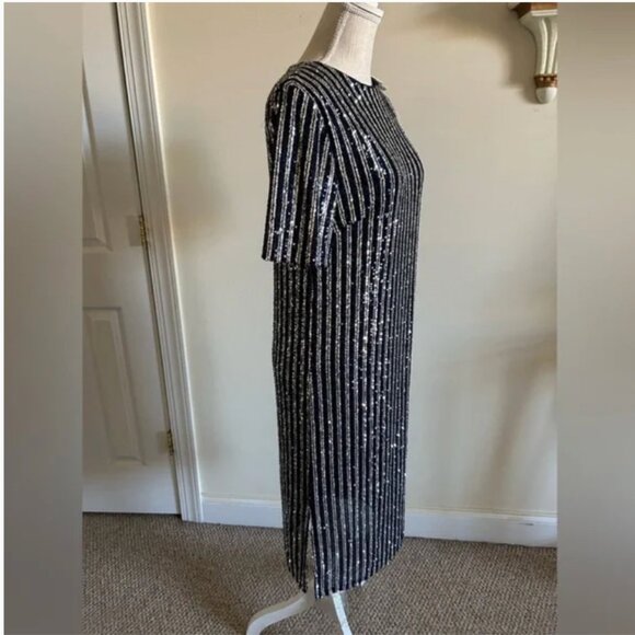 ANTHROPOLOGIE NWT Flat White Sequins Bling Cocktail Party A-Line Dress Size S - Picture 3 of 9